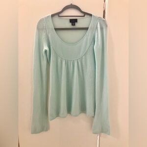 C3 Cashmere Womens Light Blue Flare Long Sleeves Sweater Sz S